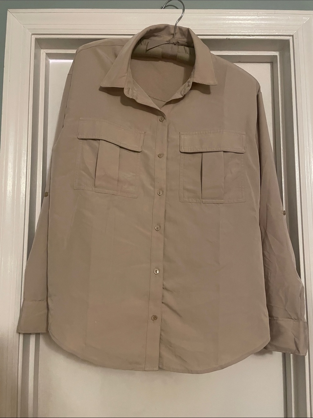 Old Navy Beige Button-Up Utility Shirt